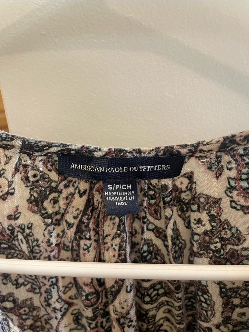 American Eagle Outfitters Lavender Paisley Tie-Neck Boho Tunic - Picture 3 of 6
